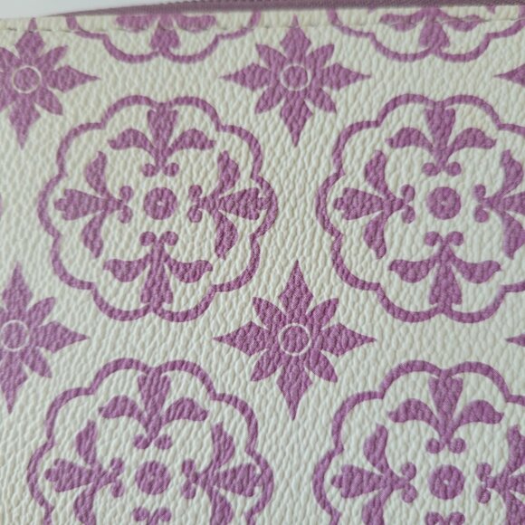 Floral Patterned Zip-Around Wallet With Purple & White Design - Picture 2 of 5